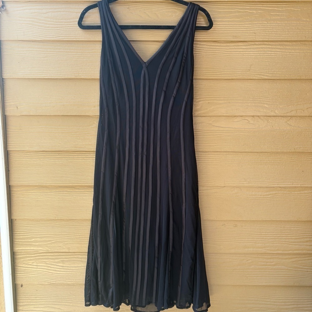 Tadashi Shoji Structured Illusion Flare Dress in Black Size Medium